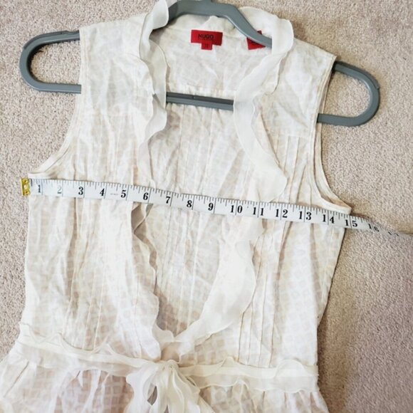 Hugo Boss Ellena Y2K Cotton Whimsical Fairy Feminine Coquette Tie Front Top 2 - Picture 9 of 12